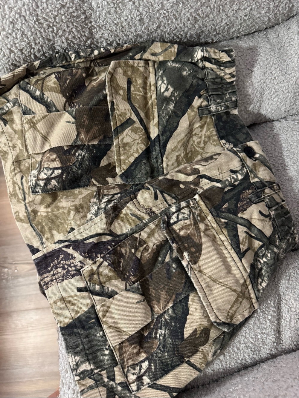 Womens Camo Cargo Shorts - Olive/Brown